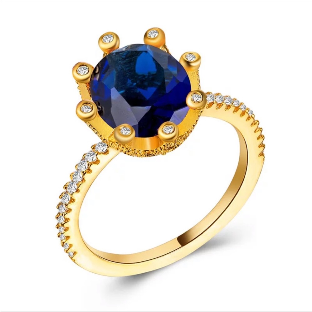 *NEW*18K Yellow Gold Cubic Zircon Elegant Ring - Picture 2 of 2